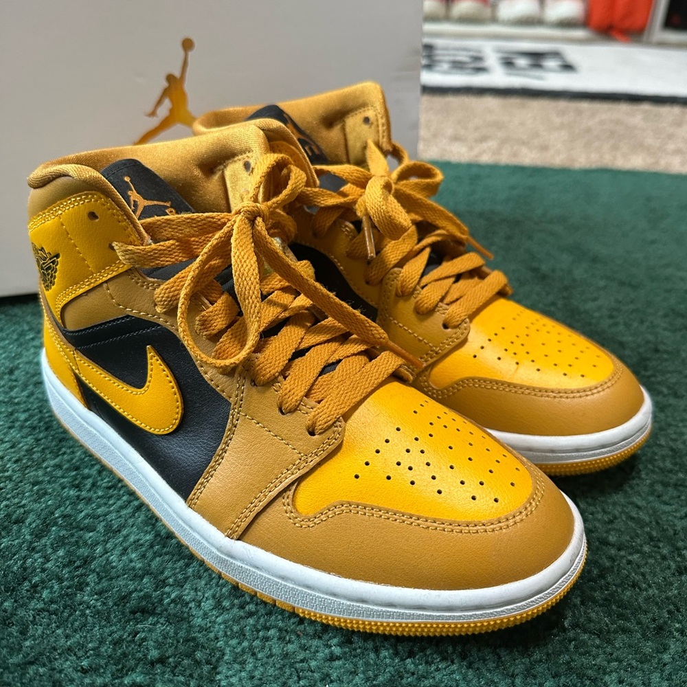 Women’s Nike Air Jordan 1 Mid Yellow Black Sneakers